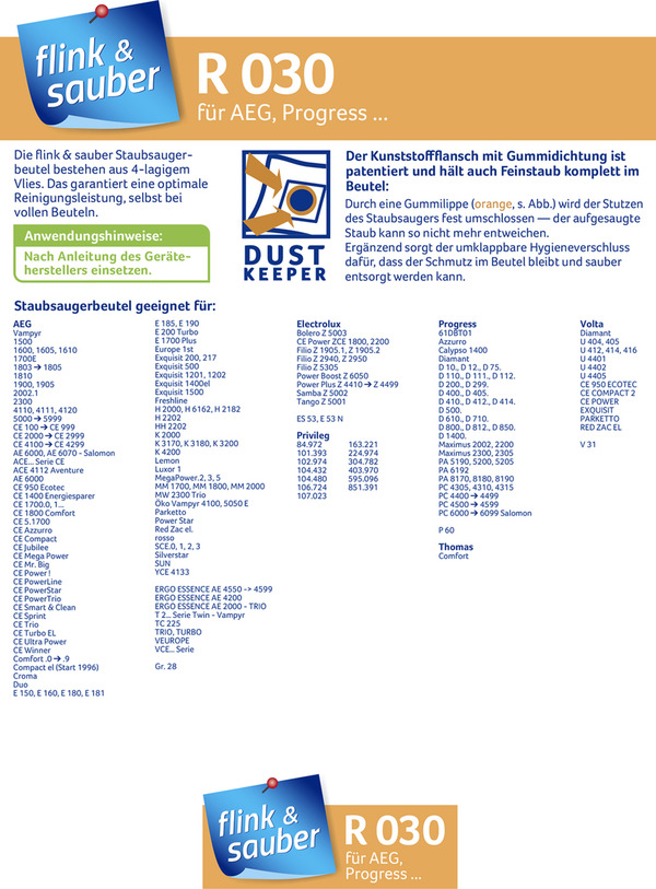 Bild 2 von flink & sauber 
            Staubsaugerbeutel R 030