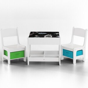 Baby Vivo Kindersitzgruppe mit multifunktionalem Tisch und 2 Stühlen aus Holz - Max