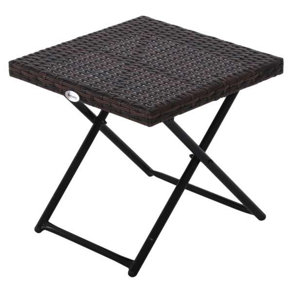 Bild 1 von Outsunny Polyrattan Gartentisch klappbar braun 40 x 40 x 40 cm (LxBxH)   Balkontisch Beistelltisch Gartenmöbel Campingtisch