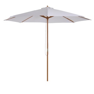 Outsunny Sonnenschirm dreifach höhenverstellbar weiß 300 x 250 cm (ØxH)   Holzschirm Gartenschirm Balkonschirm Schirme