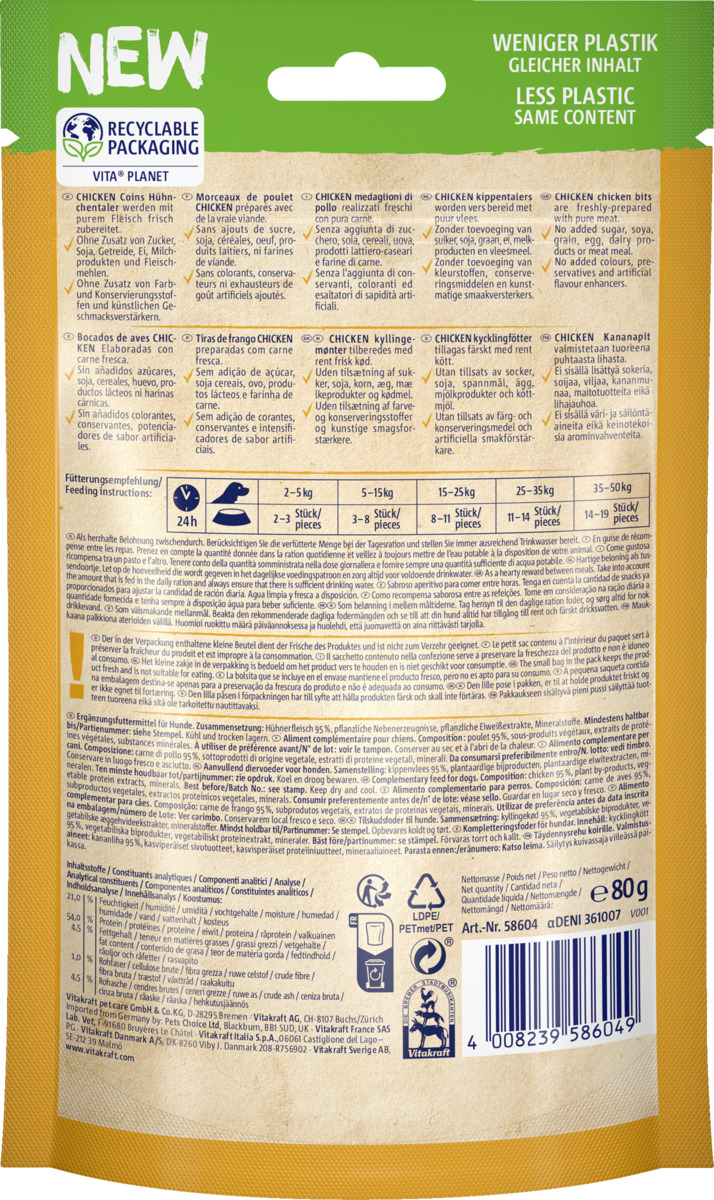 Bild 2 von Vitakraft pure CHICKEN Hühnchentaler, 80 g