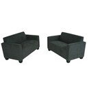 Bild 1 von Sofa-Garnitur Couch-Garnitur 2x 2er Sofa Moncalieri Stoff/Textil ~ anthrazit-grau