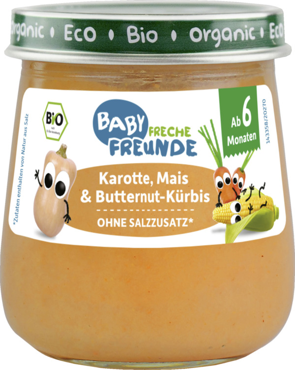 Bild 1 von erdbär Bio Baby Freche Freunde Karotte, Mais & Butternut-Kürbis