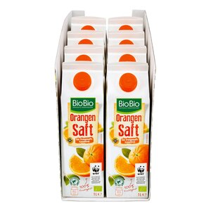 BioBio Orangensaft 1 Liter, 8er Pack