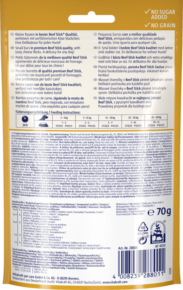 Bild 2 von Vitakraft Beef Stick Quadros Käse, 70 g