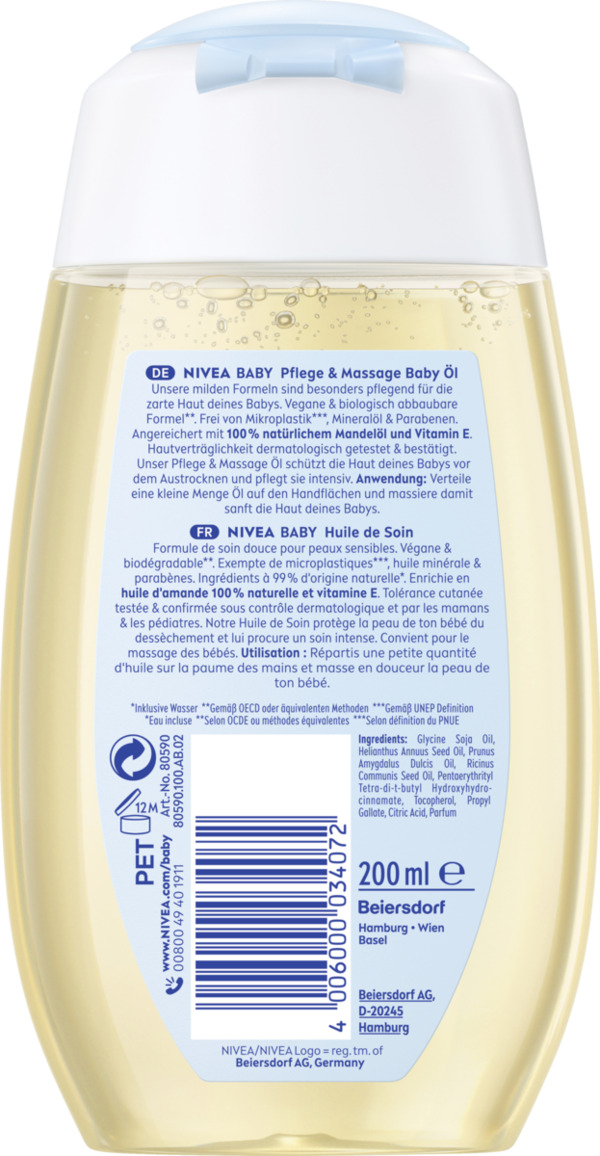 Bild 2 von NIVEA BABY Pflege & Massage Baby Öl, 200 ml