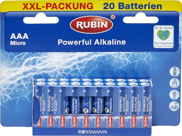 Bild 1 von RUBIN Powerful Alkaline Batterien AAA Micro