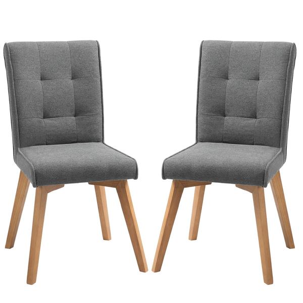 Bild 1 von HOMCOM Esszimmerstühle im 2er Set grau 45 x 61,5 x 94 cm (BxTxH)   Wohnzimmerstuhl Küchenstuhl Polsterstuhl Stuhl