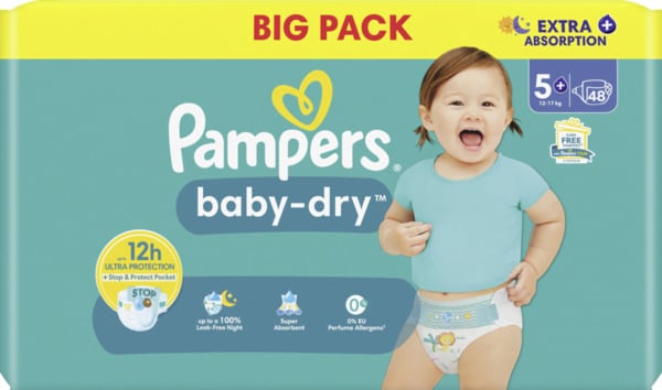 Bild 1 von Pampers baby-dry Windeln Gr.5+ (12-17kg) Big Pack