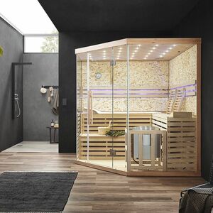 Home Deluxe Traditionelle Sauna Skyline XL BIG Kunststeinwand - 200 x 200 cm