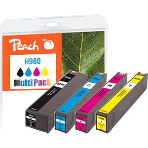 Peach Spar Pack Tintenpatronen kompatibel zu HP No. 980, D8J07A, D8J08A, D8J09A, D8J10A (wiederaufbereitet)