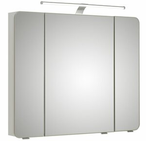 Lomadox Spiegelschrank »FES-4005-66« Badezimmer Korpus Lack Polarweiß, inkl. Steckdose & LED - B/H/T: 90/72/17cm