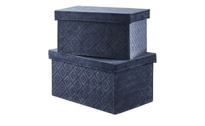 Aufbewahrungsboxen, 2er-Set blau Samt, Pappe Maße (cm): B: 20 H: 16 Aufbewahren & Ordnen