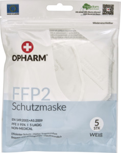 Opharm FFP2 Schutzmaske weiß 5-lagig