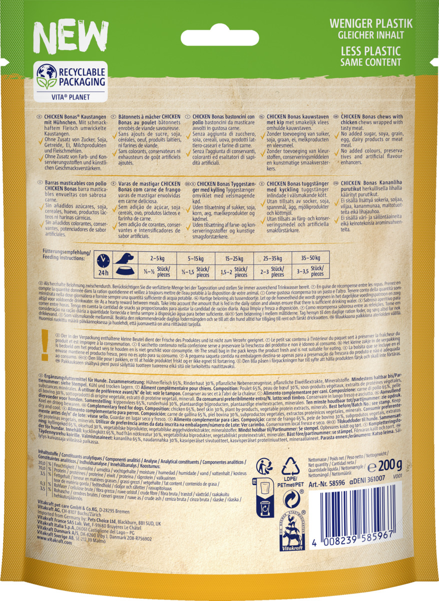 Bild 2 von Vitakraft pure CHICKEN Bonas XXL Kaustangen, 200 g