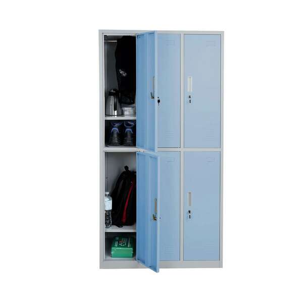 Bild 1 von Schließfach Preston T829, Schließfachschrank Wertfachschrank Spind, Metall 6 Fächer ~ blau