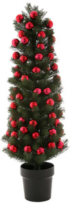 Künstlicher Weihnachtsbaum, im Topf, mit roten Kugeln