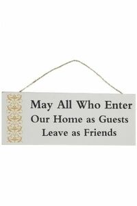 MyFlair Holzschild "Enter as guest leave as friend"