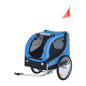 PawHut Hundeanhänger mit Sicherheitswimpel blau, schwarz 130 x 90 x 110 cm (LxBxH)   Fahrradanhänger Hund Anhänger Lastenanhänger
