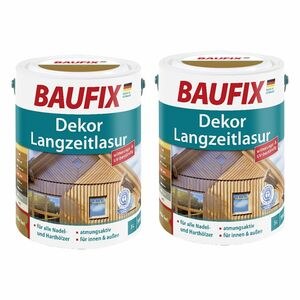 Baufix Dekor-Langzeitlasur, Dunkelbraun 5 L 2er Set