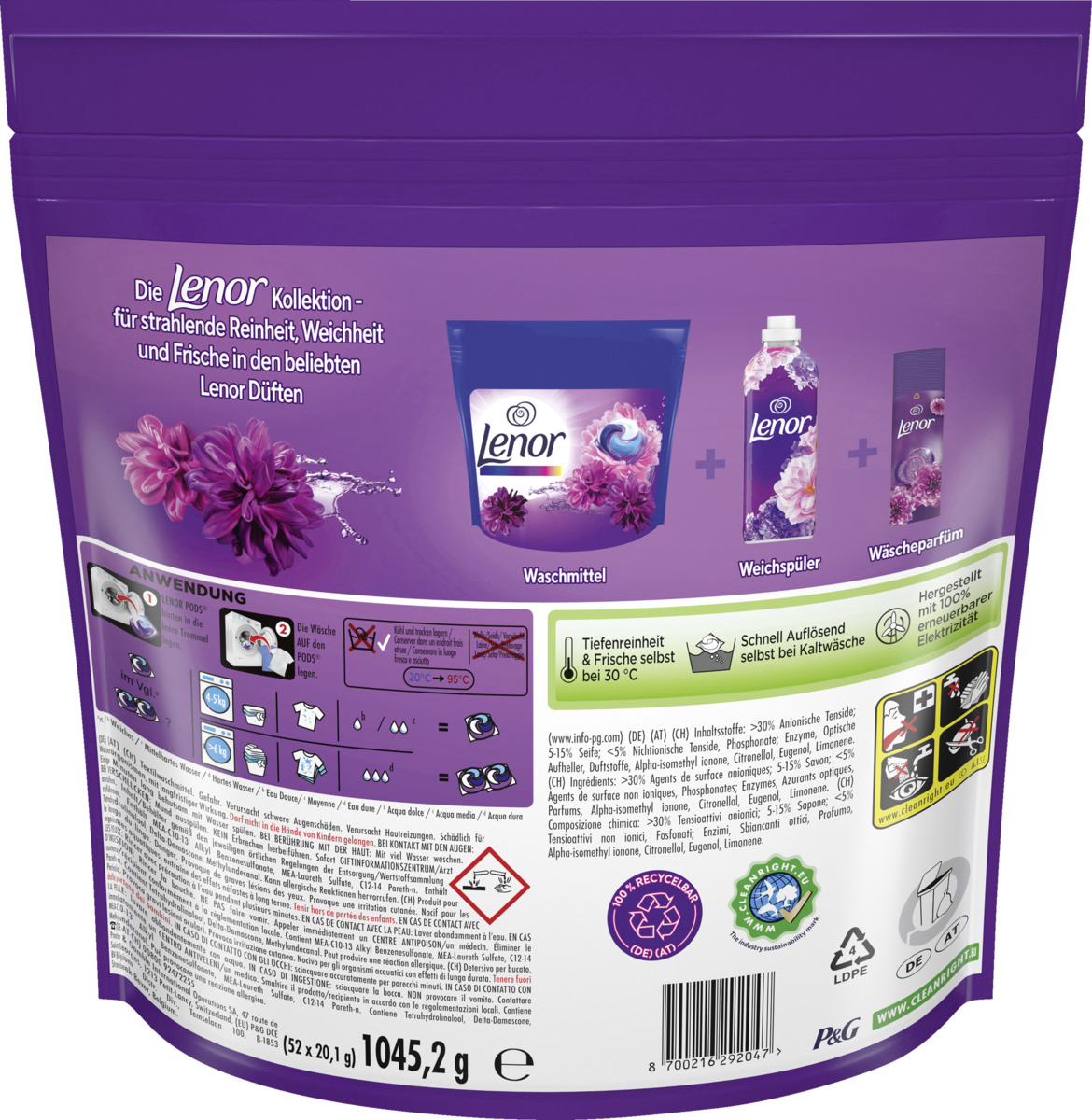 Bild 2 von Lenor All-in-1 Pods Colorwaschmittel Amethyst Blütentraum 104WL