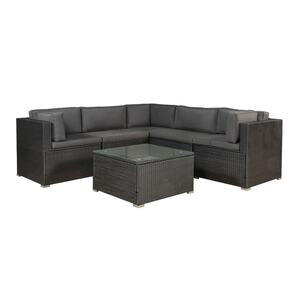 ArtLife Polyrattan Gartenmöbel Lounge Sitzgruppe Nassau in schwarz mit Bezügen in Dunkelgrau