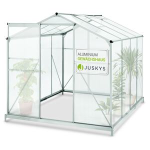 Juskys Aluminium Gewächshaus mit Fundament für Garten   4,75 qm   190 × 253 cm