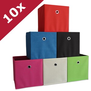 VCM 10er Set Faltbox Klappbox Sammelbox Stoffbox Regalbox Regalkorb "Boxas"