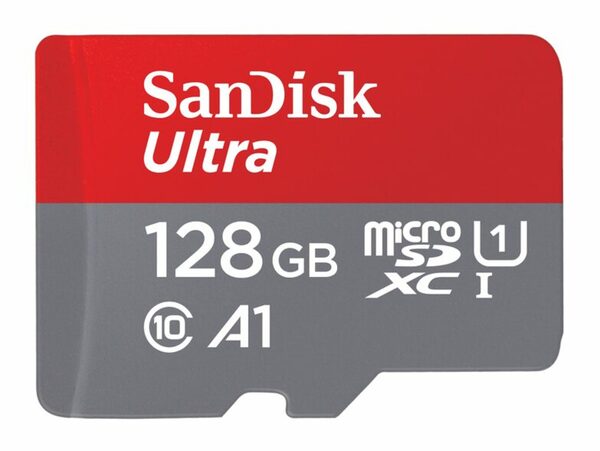 Bild 1 von SanDisk Ultra microSDXC, 128 GB Speicherkarte, A1, Kl. 10, U1, inkl. SD-Adapter