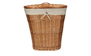 Wäschekorb mit Deckel braun Weide, Leinen Maße (cm): B: 53 H: 52 T: 36 Aufbewahren & Ordnen