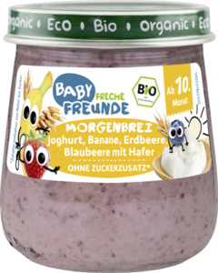 Freche Freunde Bio Baby Morgenbrei Joghurt, Banane, Erdbeere, Blaubeere mit Hafer, 120 g