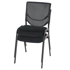 2x Besucherstuhl H401, Konferenzstuhl stapelbar, Stoff/Textil ~ Sitz schwarz, Füße schwarz