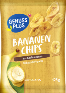 GENUSS PLUS Bananenchips, geröstet, gesüßt.