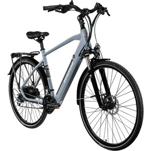 Zündapp Z810 E Bike Trekkingrad Herren ab 160 cm mit Nabenmotor Pedelec Trekking Fahrrad mit 24 Gang und Beleuchtung StVZO... 52 cm, grau