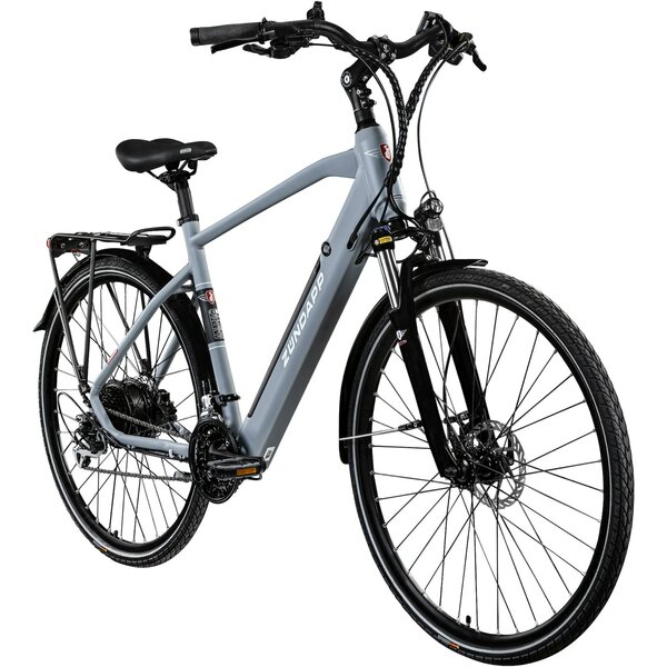 Bild 1 von Zündapp Z810 E Bike Trekkingrad Herren ab 160 cm mit Nabenmotor Pedelec Trekking Fahrrad mit 24 Gang und Beleuchtung StVZO... 52 cm, grau