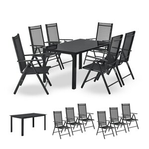 ArtLife Aluminium Gartengarnitur Milano Gartenmöbel Set mit Tisch und 6 Stühlen dunkel-grau