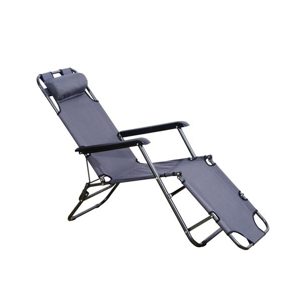 Bild 1 von Outsunny Gartenliege mit zweifach verstellbarer Rückenlehne 135L x 60B x 89H cm   Relaxliege Strandliege Gartenliege verstellbare Liege Gartenstuhl