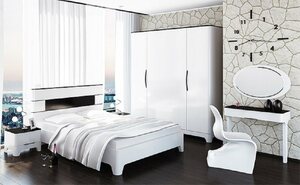 Feldmann-Wohnen Schlafzimmer-Set »VERONA«, (Set, 4-St., 1 Kleiderschrank + 1 Bett + 2 Nachtkonsolen), Liegefläche: 160 x 200 cm