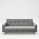 Bild 1 von PLAYBOY - Sofa "SHIRLEY" gepolsterte Couch mit Bettfunktion, Samtstoff in Grau mit Massivholzfüsse, Retro-Design