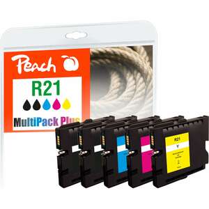 Peach Spar Pack Plus Tintenpatronen kompatibel zu Ricoh GC21, 405532, 405533, 405534, 405535 (wiederaufbereitet)