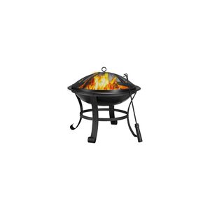 Yaheetech Garten Feuerstelle mit Funkenschutz & Schürhaken Outdoor Vierbeine Feuerschale Feuerkorb auf Ihrer Terrase, schwarz - 54 x 49.5cm (Dx H)