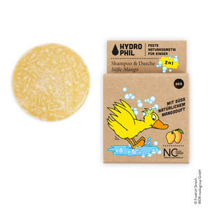 HYDROPHIL Festes Kinder Shampoo & Dusche 2in1 Ente Süße Mango