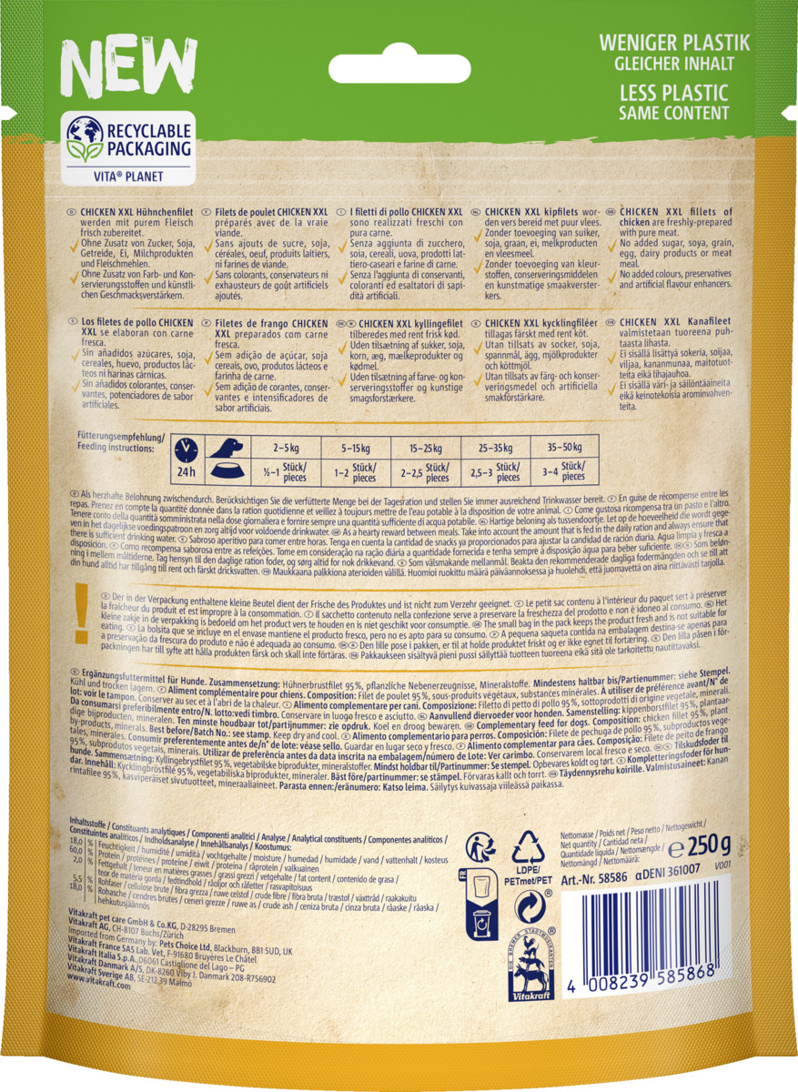 Bild 2 von Vitakraft pure CHICKEN XXL Hühnchenfilet, 250 g