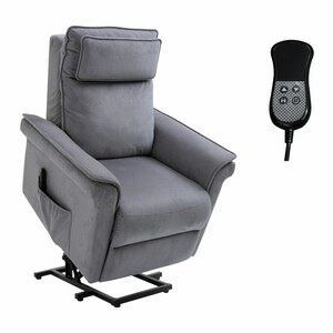 HOMCOM Liftsessel mit Massagefunktion grau 86 x 95 x 106 cm (BxTxH)   Komfortsessel Sessel Aufstehhilfe Fernsehsessel