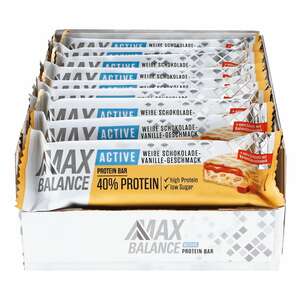 Maxbalance 40% Proteinriegel Deluxe Weiße Schokolade Vanille Karamell 50 g, 15er Pack
