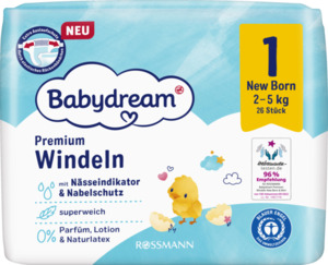 Babydream Premium Windel Gr. 1 Newborn 2-5 kg