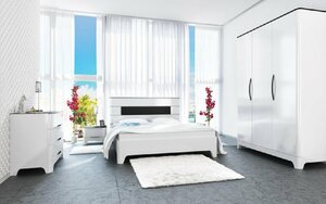 Feldmann-Wohnen Schlafzimmer-Set »VERONA«, (Set, 5-St., 1 Kleiderschrank + 1 Kommode + 1 Bett + 2 Nachtkonsolen), Liegefläche: 160 x 200 cm