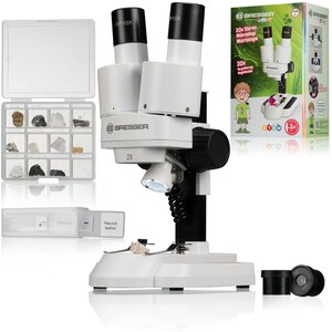 BRESSER Junior Auflicht- und Durchlichtmikroskop mit 20 und 50facher Vergrößerung