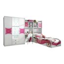 Bild 1 von Kinderzimmer Zoe 4-tlg. Kleiderschrank mit Schreibtisch Regal Bettkastenschrank Bett weiß - pink