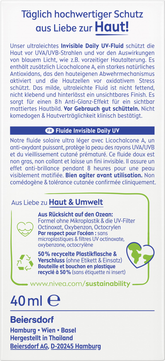 Bild 2 von NIVEA SUN UV Gesicht Experte Invisible Daily UV-Fluid LSF 50+, 40 ml